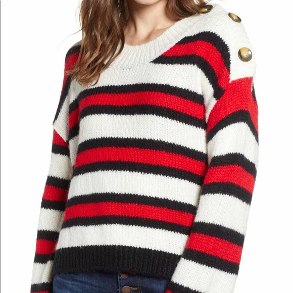 B.P. Tops - B.P. Button shoulder striped sweater